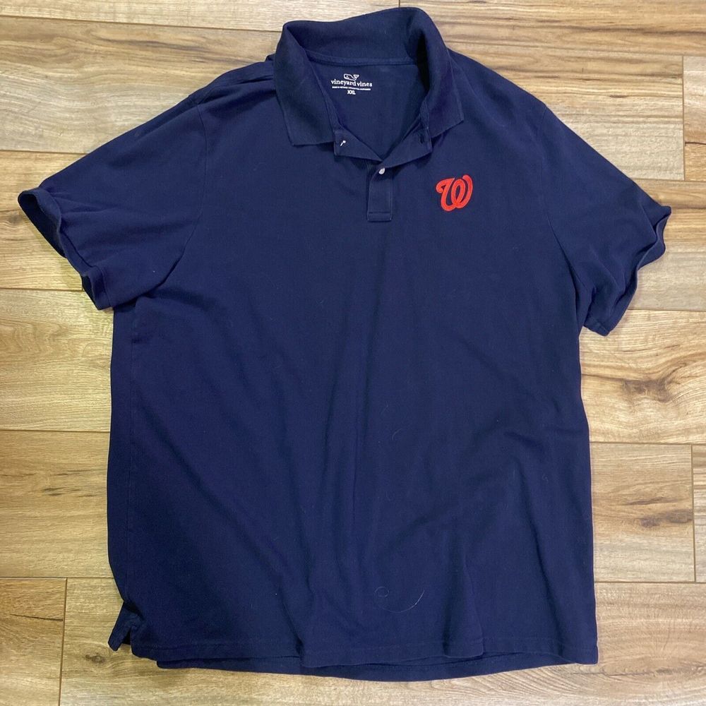 Vineyard Vines Men's Polo Blue Baseball's Washington Nationals Red Logo XXL
